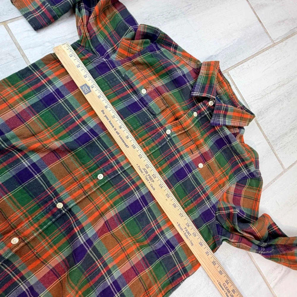 Polo Ralph Lauren Kids XL 18-20 Flannel Shirt Plaid Orange Green Purple Cotton